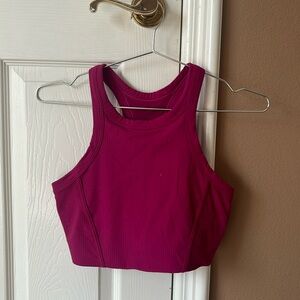 Lululemon long line pink ribbed sports bra